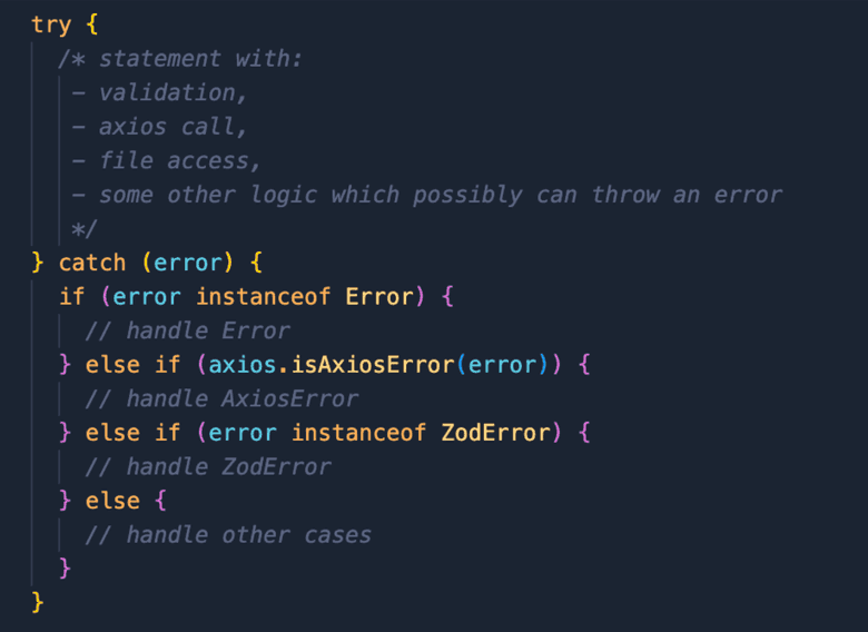 Checking type of error example
